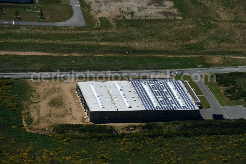 Schwerin from above - Building and production halls on the premises of PTS-precision GmbH an der Ludwig-Boelkow-Strasse in Schwerin in the state Mecklenburg - Western Pomerania