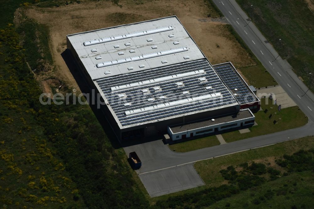 Schwerin from the bird's eye view: Building and production halls on the premises of PTS-precision GmbH an der Ludwig-Boelkow-Strasse in Schwerin in the state Mecklenburg - Western Pomerania