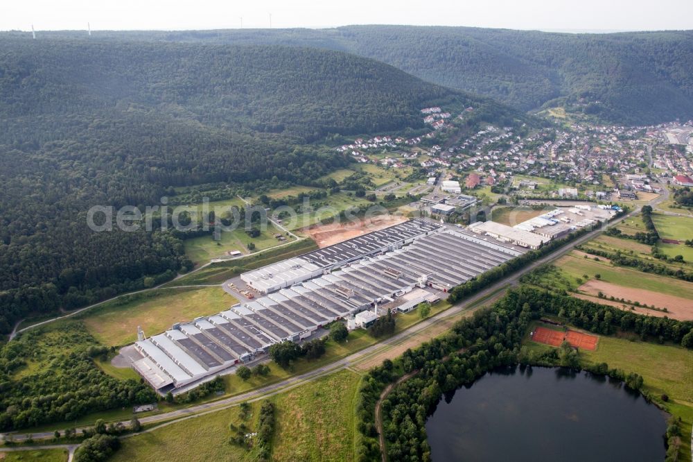 Freudenberg from the bird's eye view: Building and production halls on the premises of Rauch Moebelwerke GmbH in Freudenberg in the state Baden-Wuerttemberg, Germany