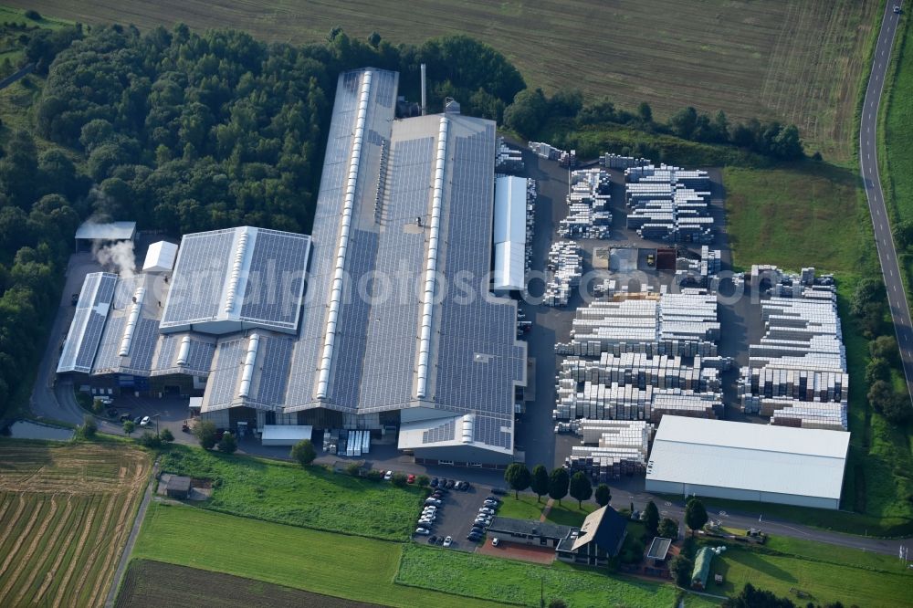 Aerial image Bannberscheid - Building and production halls on the premises of Roeben Tonbaustoffe GmbH on Kirchstrasse in Bannberscheid in the state Rhineland-Palatinate, Germany