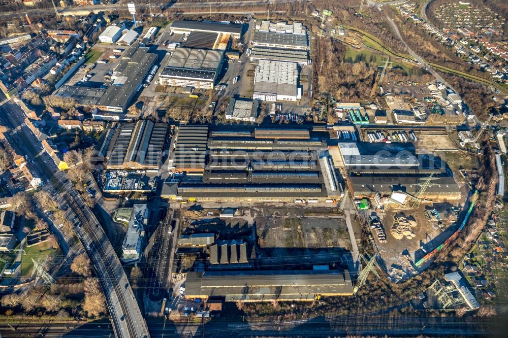 Aerial photograph Gelsenkirchen - Building and production halls on the premises of REMONDIS Recycling GmbH & Co. KG on Kurt-Schumacher-Strasse in Gelsenkirchen in the state North Rhine-Westphalia, Germany