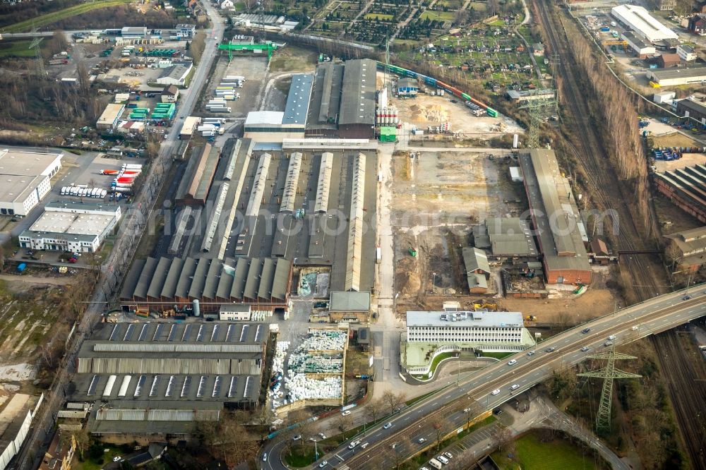 Aerial photograph Gelsenkirchen - Building and production halls on the premises of REMONDIS Recycling GmbH & Co. KG on Kurt-Schumacher-Strasse in Gelsenkirchen in the state North Rhine-Westphalia, Germany