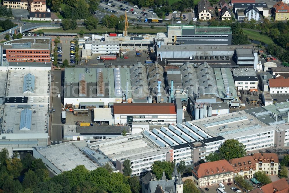 Lohr am Main from the bird's eye view: Building and production halls on the premises of Rexroth Guss Zum Eisengiesser in Lohr am Main in the state Bavaria