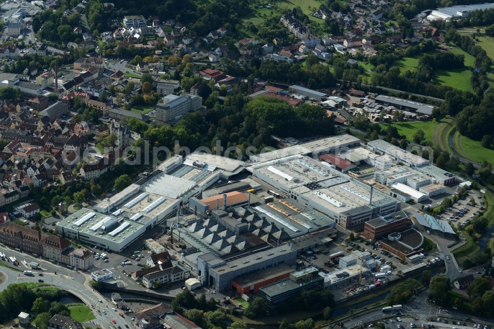 Aerial image Lohr am Main - Building and production halls on the premises of Rexroth Guss Zum Eisengiesser in Lohr am Main in the state Bavaria