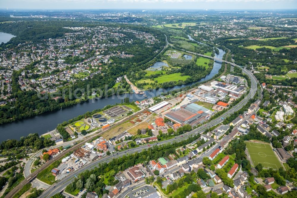 Essen from above - Building and production halls on the premises of Roehrenwerk Kupferdreh Carl Hamm GmbH in Essen in the state North Rhine-Westphalia, Germany