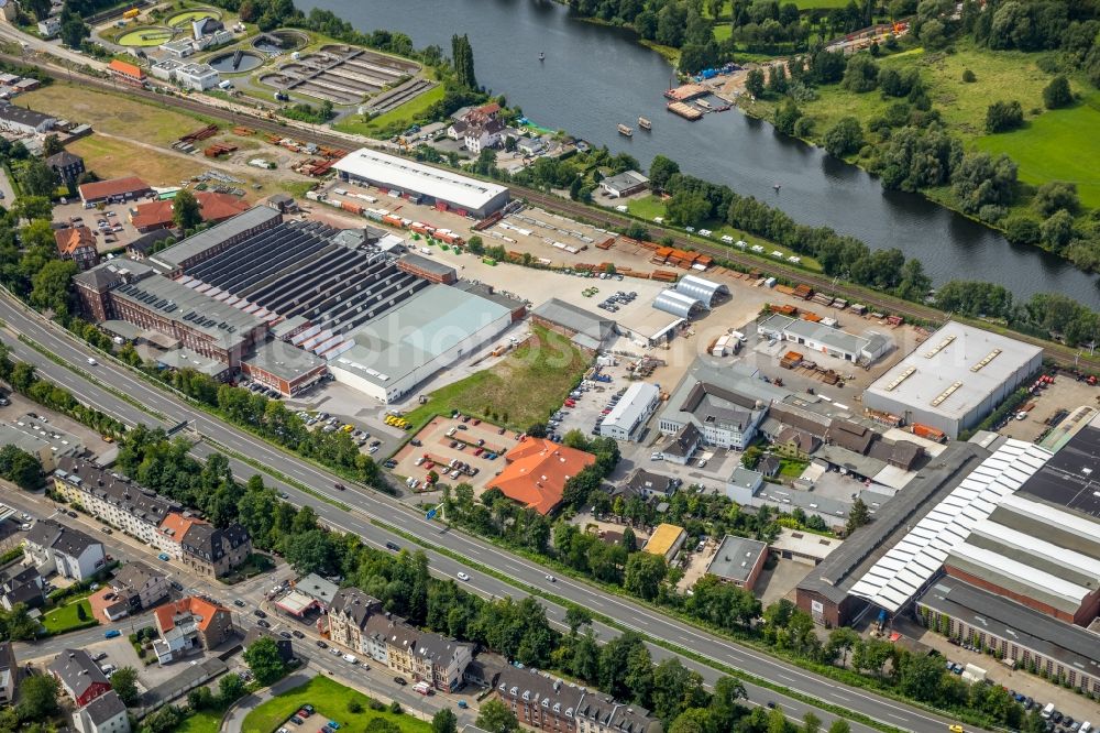 Essen from the bird's eye view: Building and production halls on the premises of Roehrenwerk Kupferdreh Carl Hamm GmbH in Essen in the state North Rhine-Westphalia, Germany