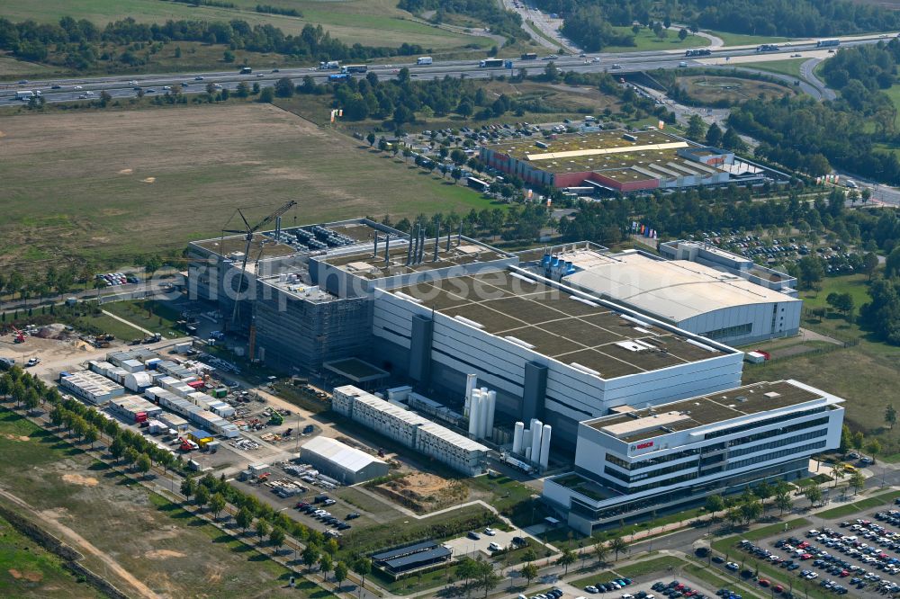 Dresden from above - Factory premises lab, Semiconductor Fabrication Plant of Robert Bosch Semiconductor Manufacturing Dresden GmbH in the district Hellerau in Dresden in the state Saxony, Germany