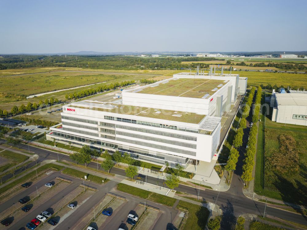 Aerial image Dresden - Factory premises lab, Semiconductor Fabrication Plant of Robert Bosch Semiconductor Manufacturing Dresden GmbH in the district Hellerau in Dresden in the state Saxony, Germany