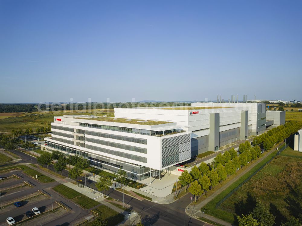 Dresden from above - Factory premises lab, Semiconductor Fabrication Plant of Robert Bosch Semiconductor Manufacturing Dresden GmbH in the district Hellerau in Dresden in the state Saxony, Germany