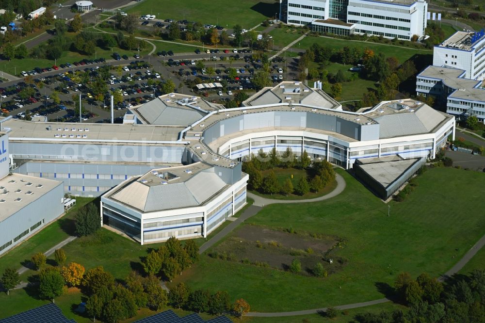 Barleben from above - Building and production halls on the premises of Salutas Pharma GmbH on Otto-von-Guericke-Allee in the district Suelzegrund in Barleben in the state Saxony-Anhalt, Germany