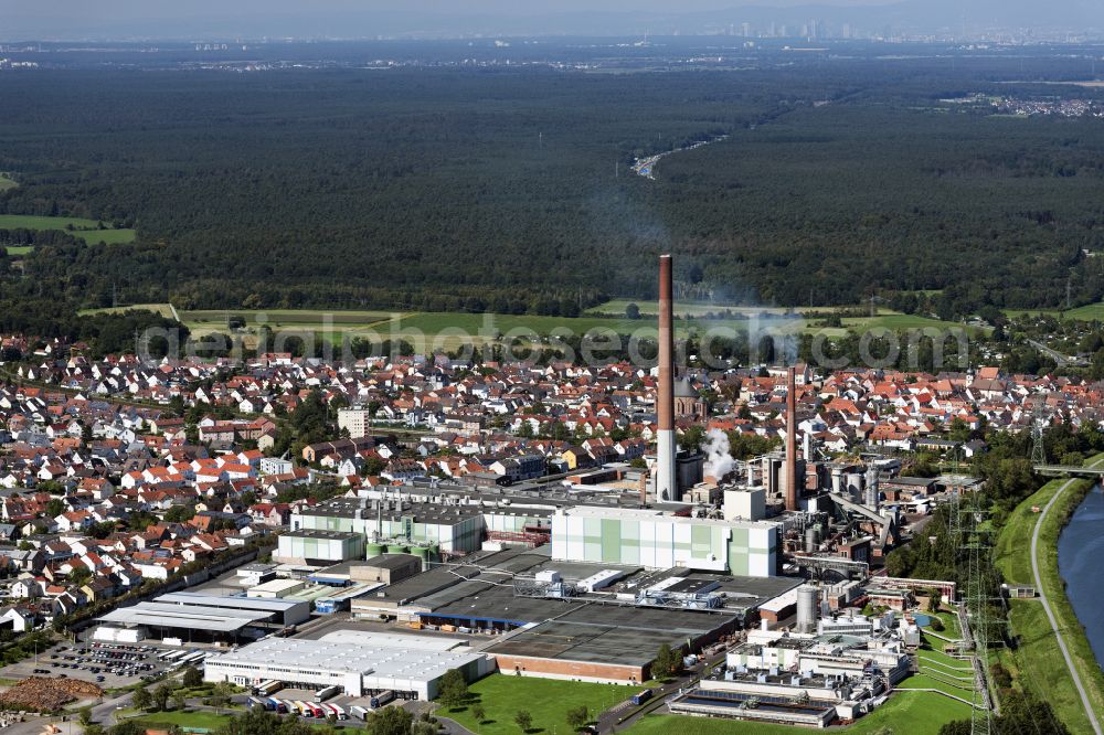 Aerial image Stockstadt am Main - Building and production halls on the premises of Sappi Stockstadt GmbH in Stockstadt am Main in the state Bavaria, Germany