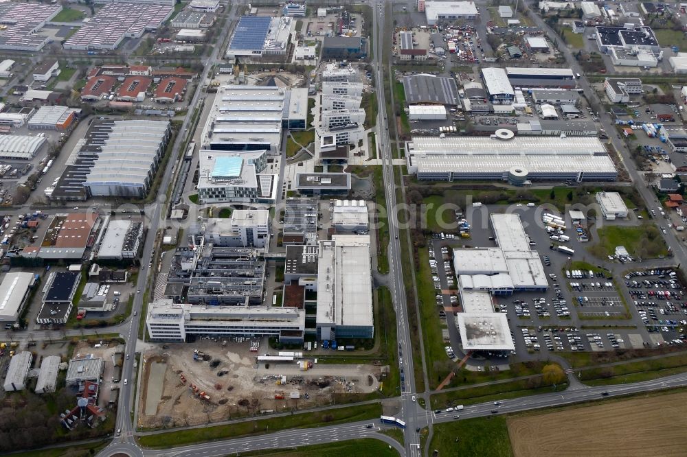 Göttingen from the bird's eye view: Building and production halls on the premises of Sartorius AG in Goettingen in the state Lower Saxony, Germany