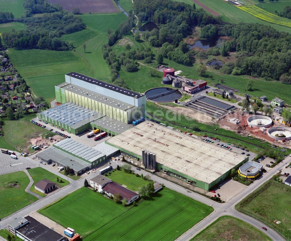 Neustadt from above - Building and production halls on the premises SAUER - Polymertechnik on Halskestrasse in the district Haarbruecken in Neustadt in the state Bavaria, Germany