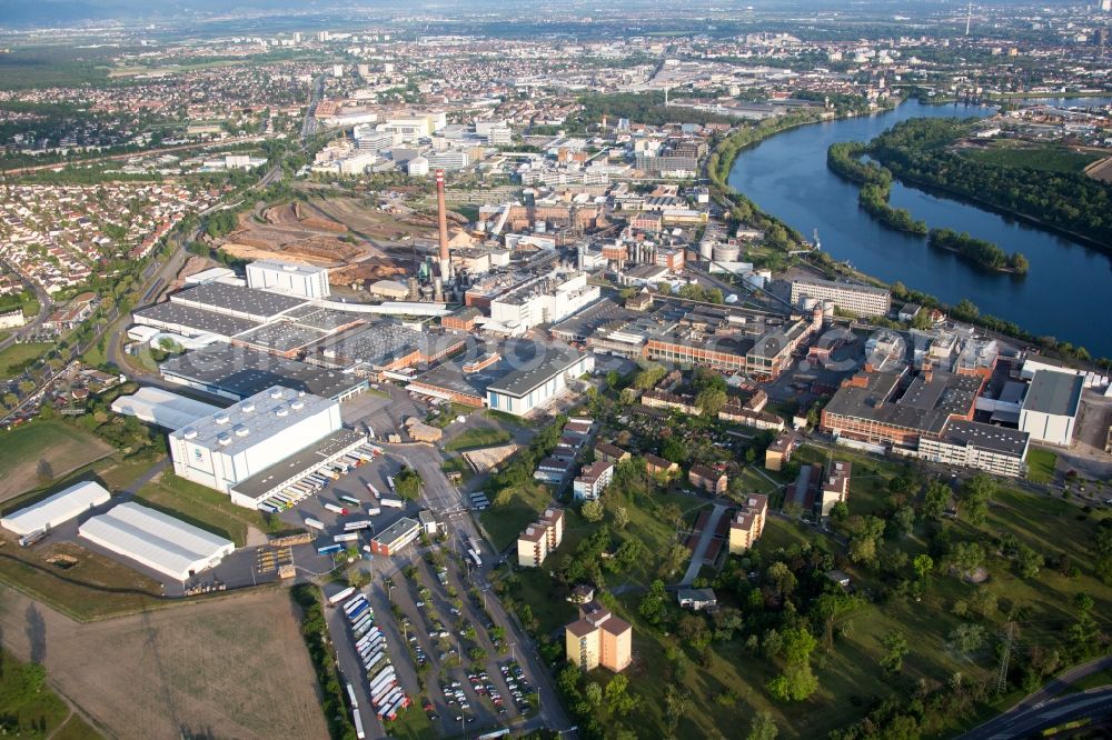 Mannheim from the bird's eye view: Building and production halls on the premises of SCA HYGIENE PRODUCTS GmbH in the district Waldhof in Mannheim in the state Baden-Wuerttemberg, Germany