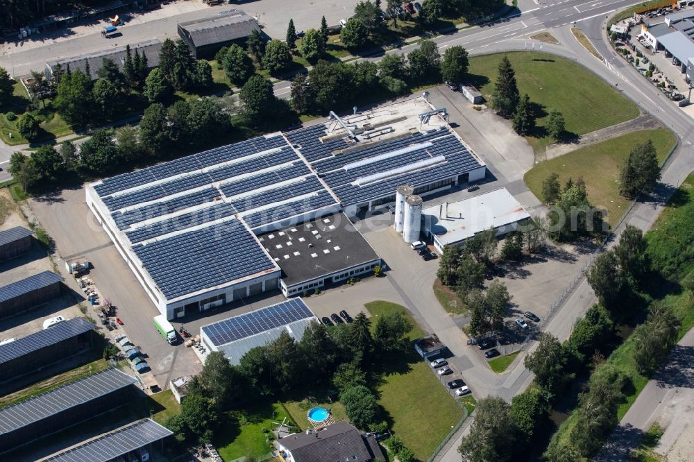 Meßkirch from the bird's eye view: Building and production halls on the premises Schaal Kunstoff - and Lacktechnik GmbH & Co.KG on Industriestrasse in Messkirch in the state Baden-Wuerttemberg, Germany