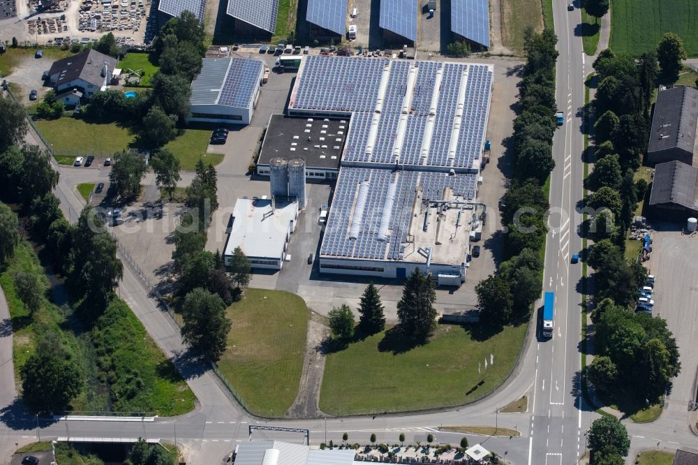 Meßkirch from above - Building and production halls on the premises Schaal Kunstoff - and Lacktechnik GmbH & Co.KG on Industriestrasse in Messkirch in the state Baden-Wuerttemberg, Germany