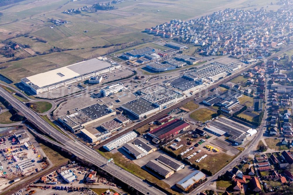 Aerial image Haguenau - Building and production halls on the premises of Schaeffler France in Haguenau in Grand Est, France