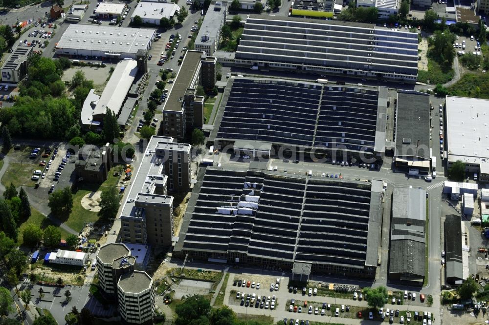 Berlin from the bird's eye view: Building and production halls on the premises of Schindler Deutschland AG & Co. KG on Schindler-Platz in the district Mariendorf in Berlin, Germany