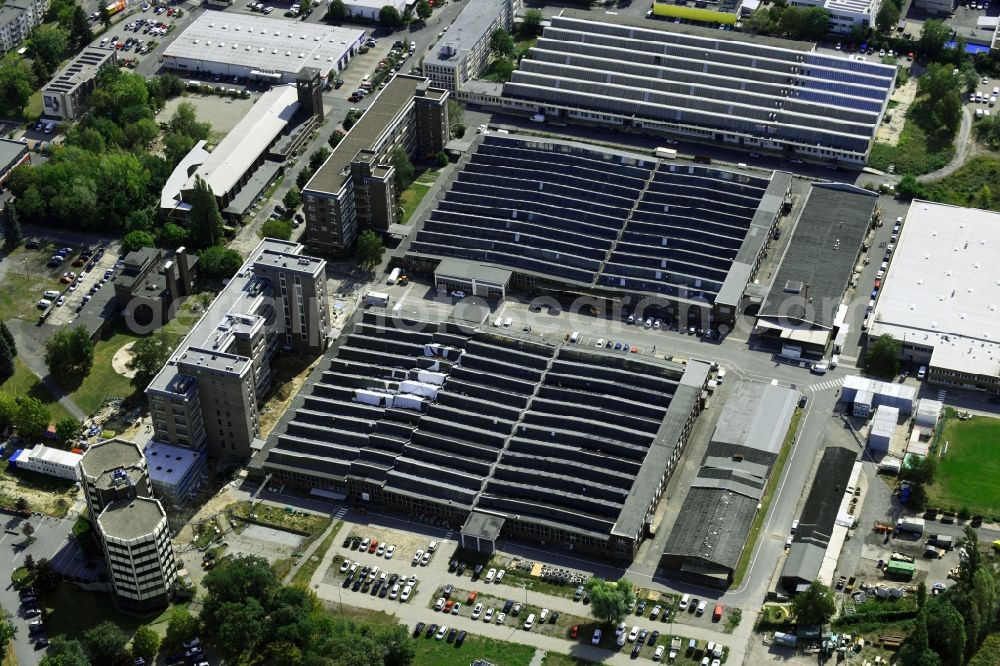 Aerial image Berlin - Building and production halls on the premises of Schindler Deutschland AG & Co. KG on Schindler-Platz in the district Mariendorf in Berlin, Germany