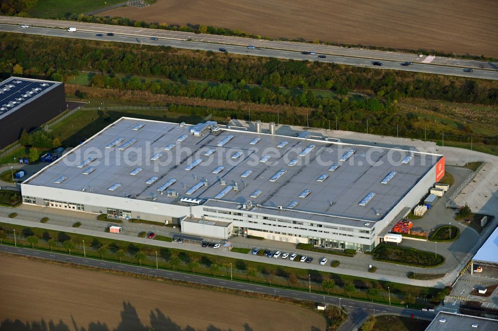 Aerial photograph Magdeburg - Building and production halls on the premises of Schuberth GmbH on Stegelitzer Strasse in the district Gewerbegebiet Nord in Magdeburg in the state Saxony-Anhalt, Germany