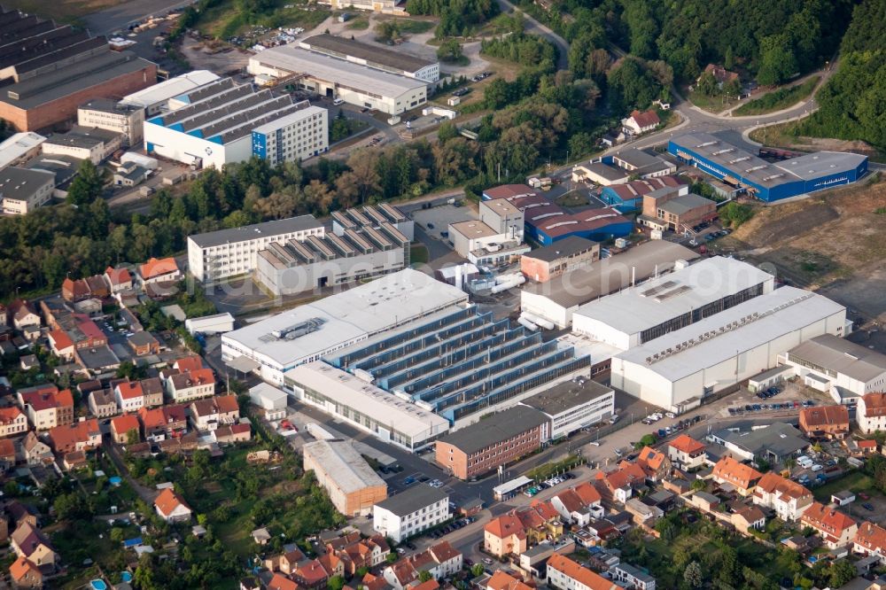 Aerial image Thale - Building and production halls on the premises of Schunk Sintermetalltechnik GmbH in Thale in the state Saxony-Anhalt, Germany