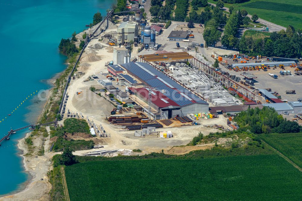 Lahr/Schwarzwald from above - Building and production halls on the premises of Schwarzwaelof Beton-Fertigteile-Werk GmbH & Co. KG Am Waldmattensee in Lahr/Schwarzwald in the state Baden-Wurttemberg, Germany