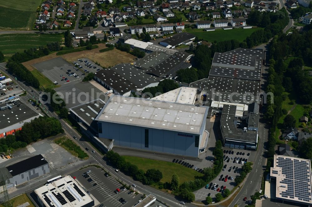 Aerial image Sundern (Sauerland) - Building and production halls on the premises of SEVERIN Elektrogeraete GmbH on Roehre in Sundern (Sauerland) in the state North Rhine-Westphalia, Germany