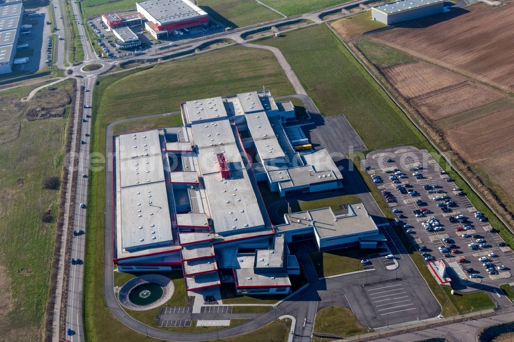 Aerial photograph Bernolsheim - Building and production halls on the premises of SEW-USOCOME usine de Brumath in Bernolsheim in Grand Est, France