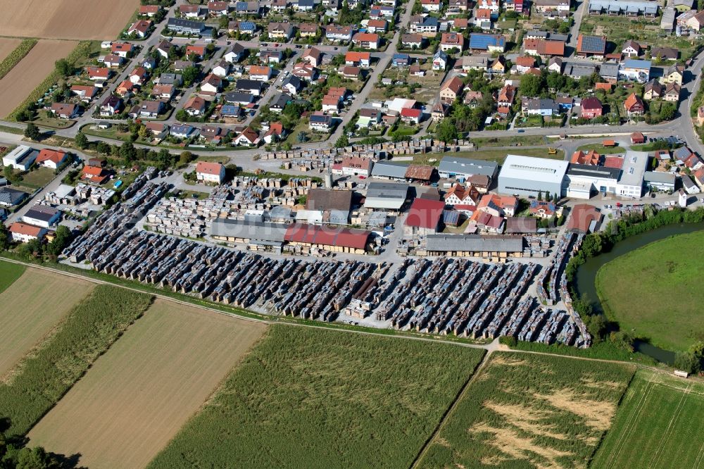 Aerial photograph Hardthausen am Kocher - Building and production halls on the premises of the sawmill of Haeberlein GmbH Untere Au in Hardthausen am Kocher in the state Baden-Wurttemberg, Germany