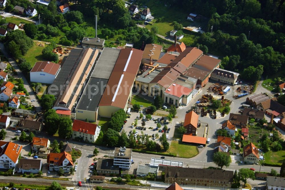 Aerial image Königsbronn - Building and production halls on the premises of SHW AG on Ochsenberger Weg in the district Zang in Koenigsbronn in the state Baden-Wuerttemberg, Germany