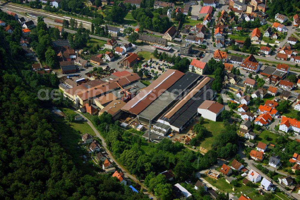 Königsbronn from above - Building and production halls on the premises of SHW AG on Ochsenberger Weg in the district Zang in Koenigsbronn in the state Baden-Wuerttemberg, Germany