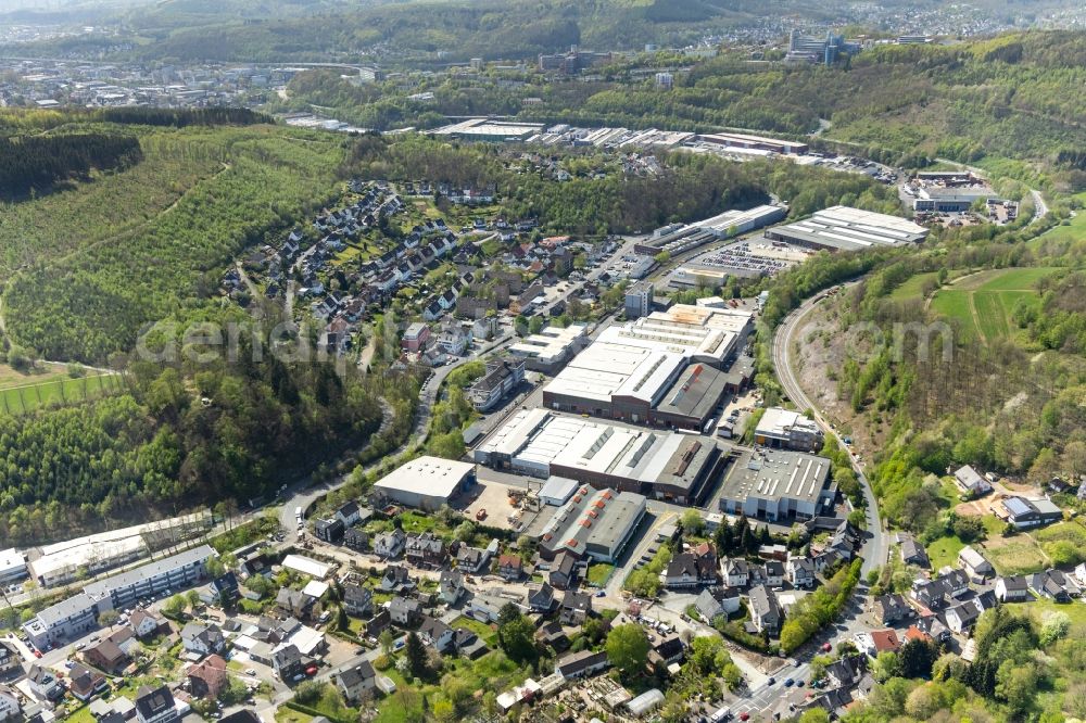 Netphen from the bird's eye view: Building and production halls on the premises on Siegstrasse in the district Dreis-Tiefenbach in Netphen in the state North Rhine-Westphalia, Germany