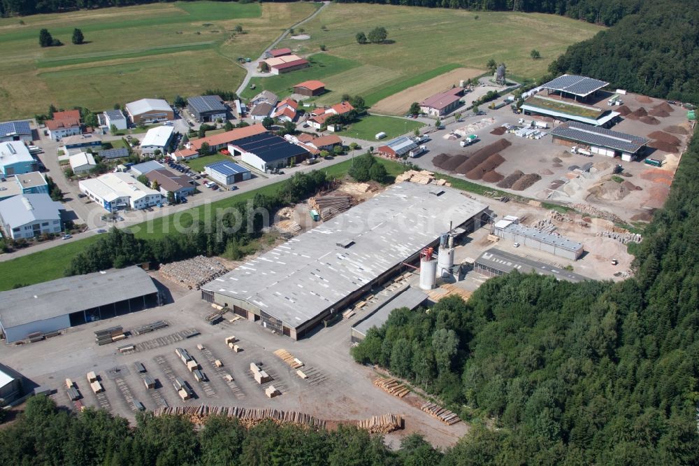 Marxzell from above - Building and production halls on the premises of sIH a?? Holzindustrie GmbH & Co. KG (4 B Holzelemente) in Marxzell in the state Baden-Wuerttemberg