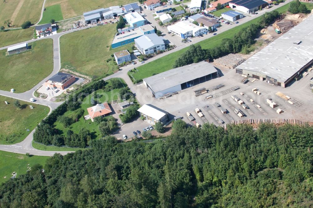 Marxzell from the bird's eye view: Building and production halls on the premises of sIH a?? Holzindustrie GmbH & Co. KG (4 B Holzelemente) in Marxzell in the state Baden-Wuerttemberg