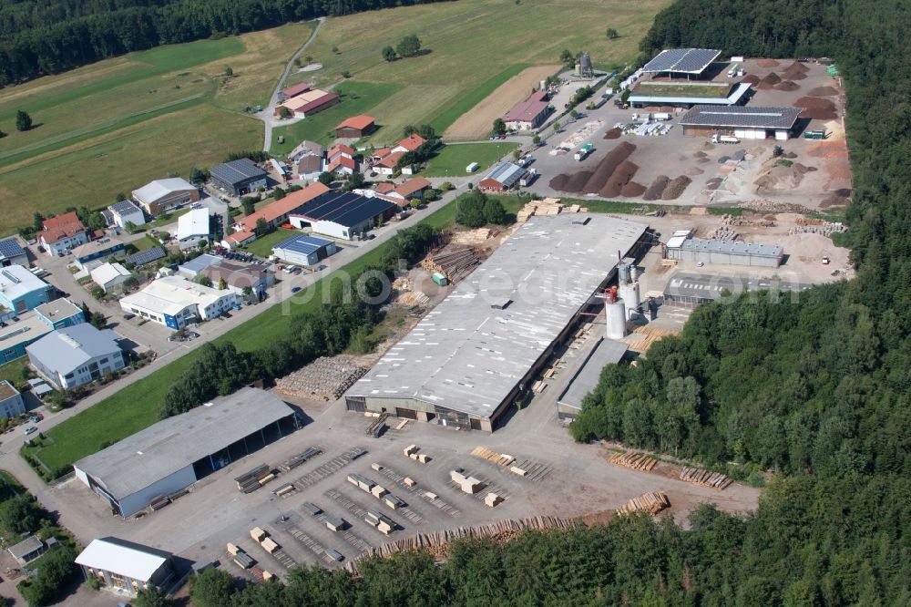 Aerial image Marxzell - Building and production halls on the premises of sIH a?? Holzindustrie GmbH & Co. KG (4 B Holzelemente) in Marxzell in the state Baden-Wuerttemberg