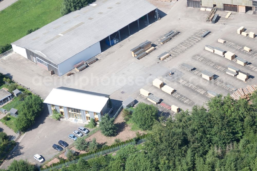 Marxzell from above - Building and production halls on the premises of sIH a?? Holzindustrie GmbH & Co. KG (4 B Holzelemente) in Marxzell in the state Baden-Wuerttemberg