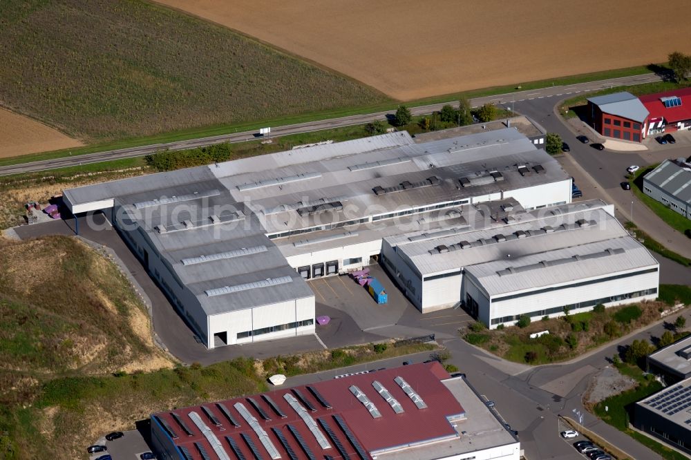 Schöntal from above - Building and production halls on the premises of SMW Druckgiesstechnik GmbH on Rudolf-Diesel-Strasse in Schoental in the state Baden-Wurttemberg, Germany