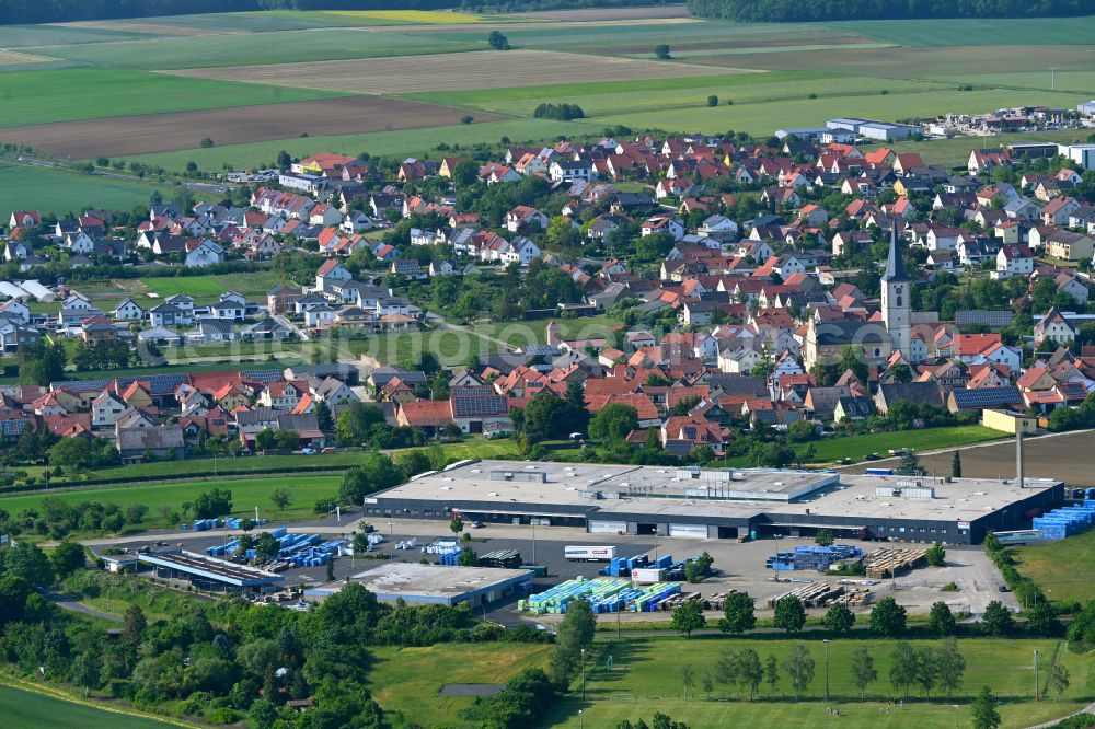 Aerial photograph Grettstadt - Building and production halls on the premises of sprintBOX GmbH on street Gerolzhoefer Strasse in Grettstadt in the state Bavaria, Germany