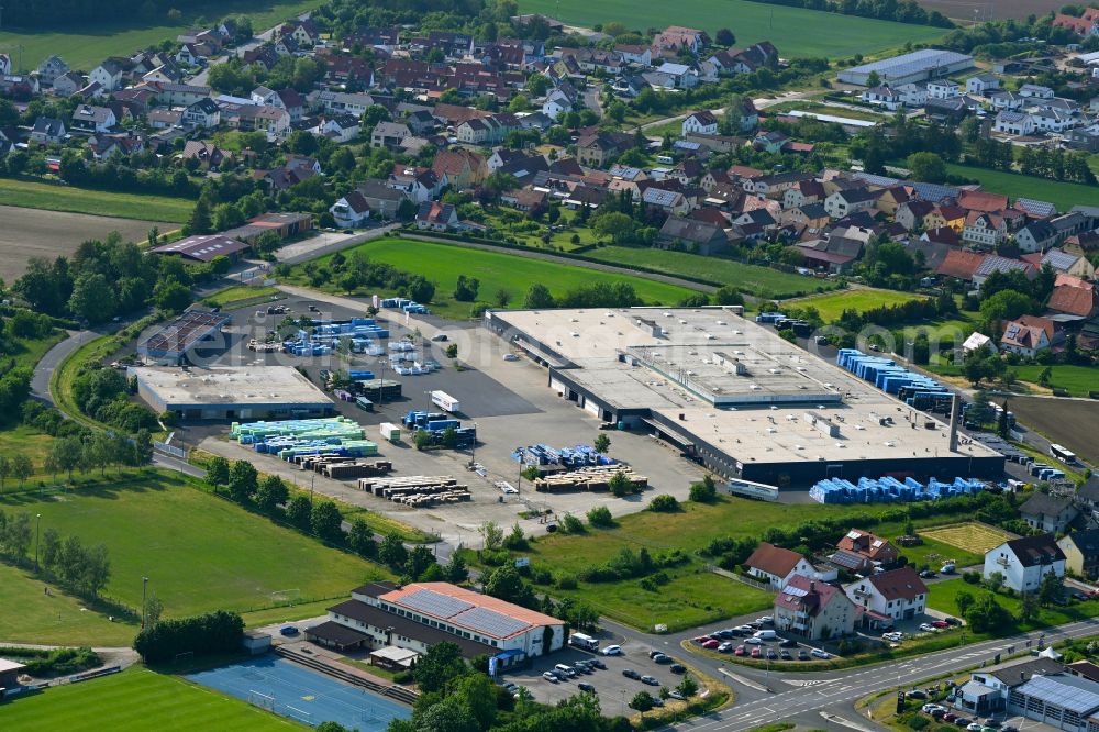 Grettstadt from above - Building and production halls on the premises of sprintBOX GmbH on street Gerolzhoefer Strasse in Grettstadt in the state Bavaria, Germany