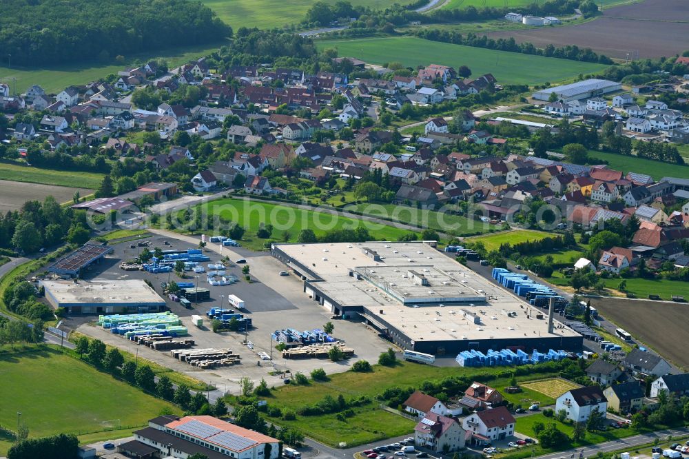 Grettstadt from the bird's eye view: Building and production halls on the premises of sprintBOX GmbH on street Gerolzhoefer Strasse in Grettstadt in the state Bavaria, Germany