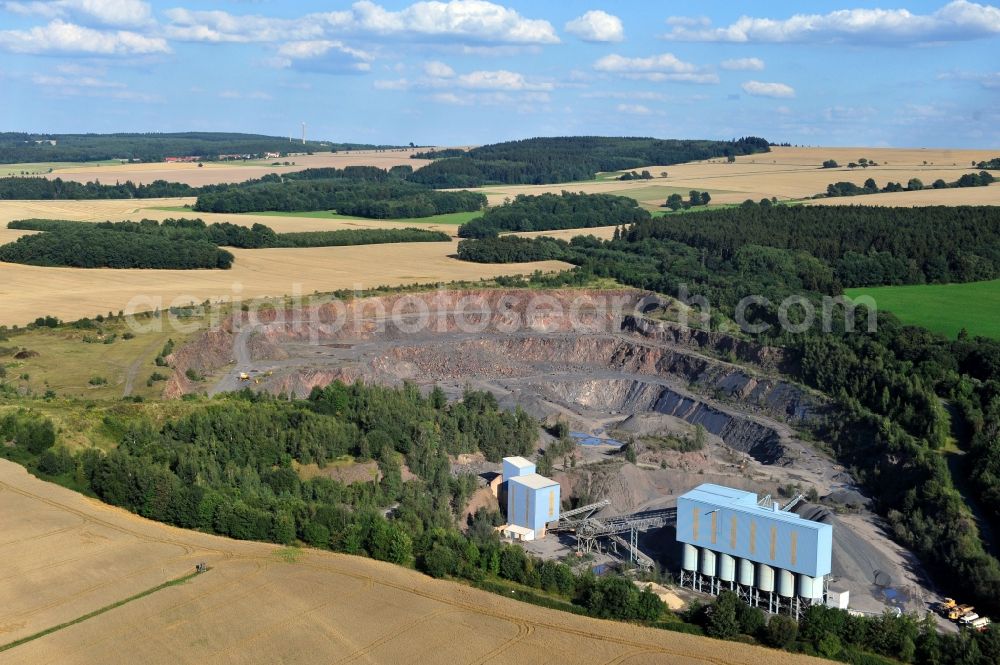 Aerial image Döbritz - Plant site to the quarry of hard stone works Burgk GmbH & Co. OHG in Döbritz in Thuringia