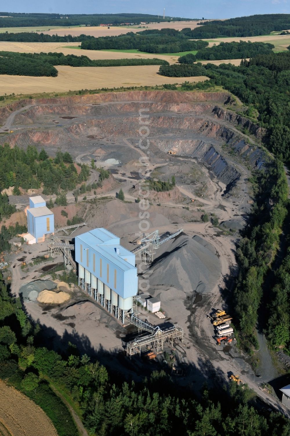 Aerial photograph Döbritz - Plant site to the quarry of hard stone works Burgk GmbH & Co. OHG in Döbritz in Thuringia