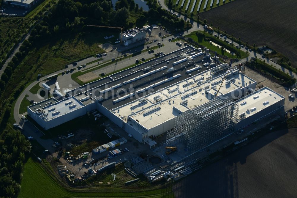 Boizenburg/Elbe from the bird's eye view: Building and production halls on the premises of Sweet Tec GmbH in Boizenburg/Elbe in the state Mecklenburg - Western Pomerania