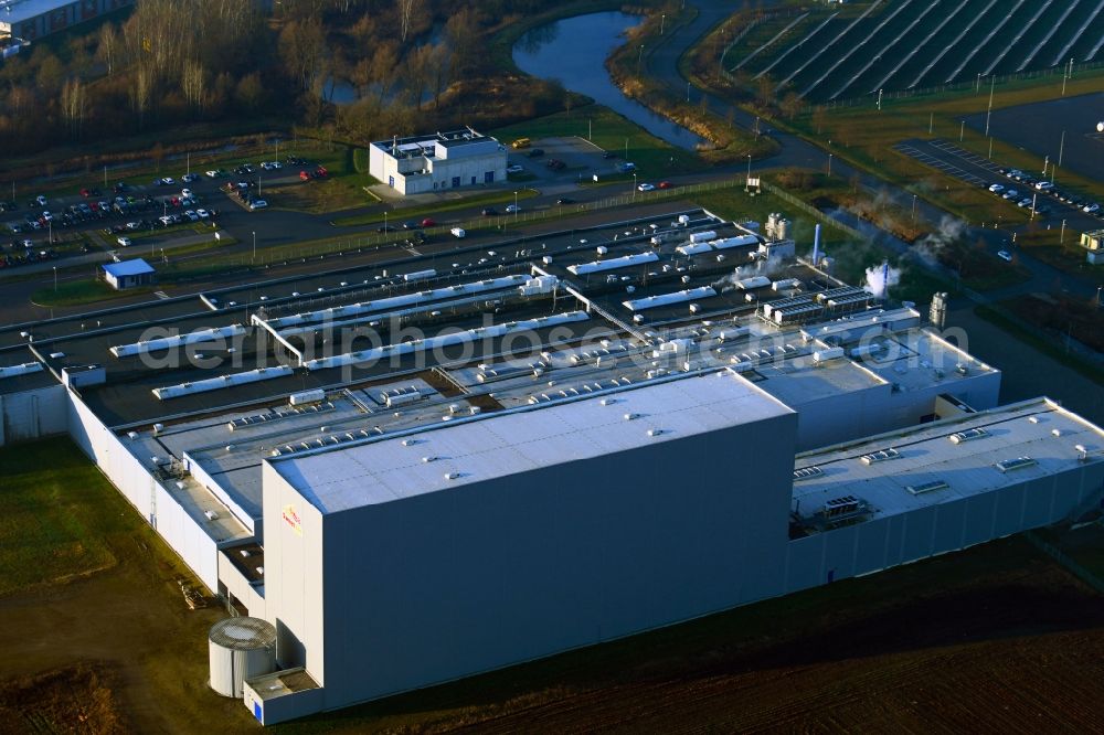 Boizenburg/Elbe from the bird's eye view: Building and production halls on the premises of Sweet Tec GmbH in Boizenburg/Elbe in the state Mecklenburg - Western Pomerania, Germany