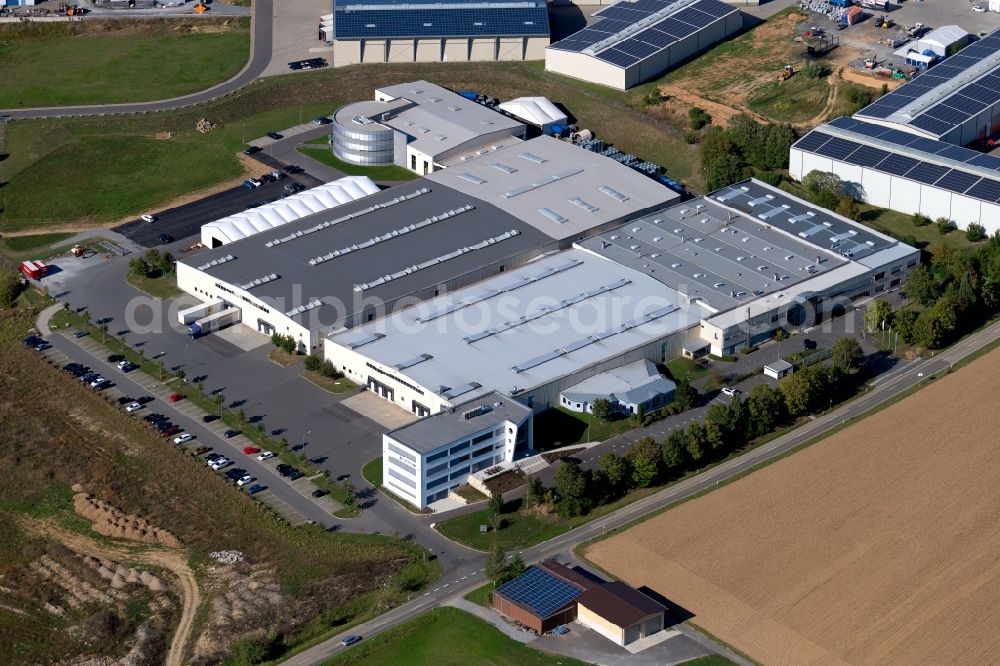 Boxberg from the bird's eye view: Building and production halls on the premises of Systemair GmbH in the Seehoefer Strasse in Boxberg in the state Baden-Wurttemberg, Germany