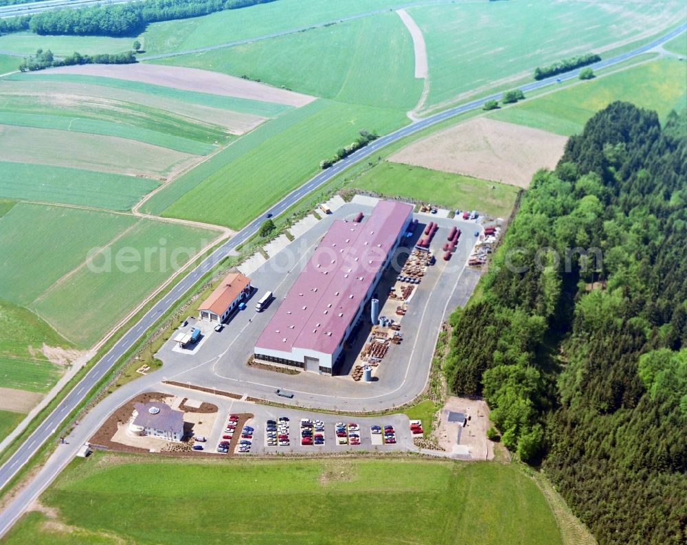 Schondra from above - Building and production halls on the premises of Tank- u. Stahlbau Abersfelof GmbH & Co. KG ba in Schildeck in the state Bavaria, Germany