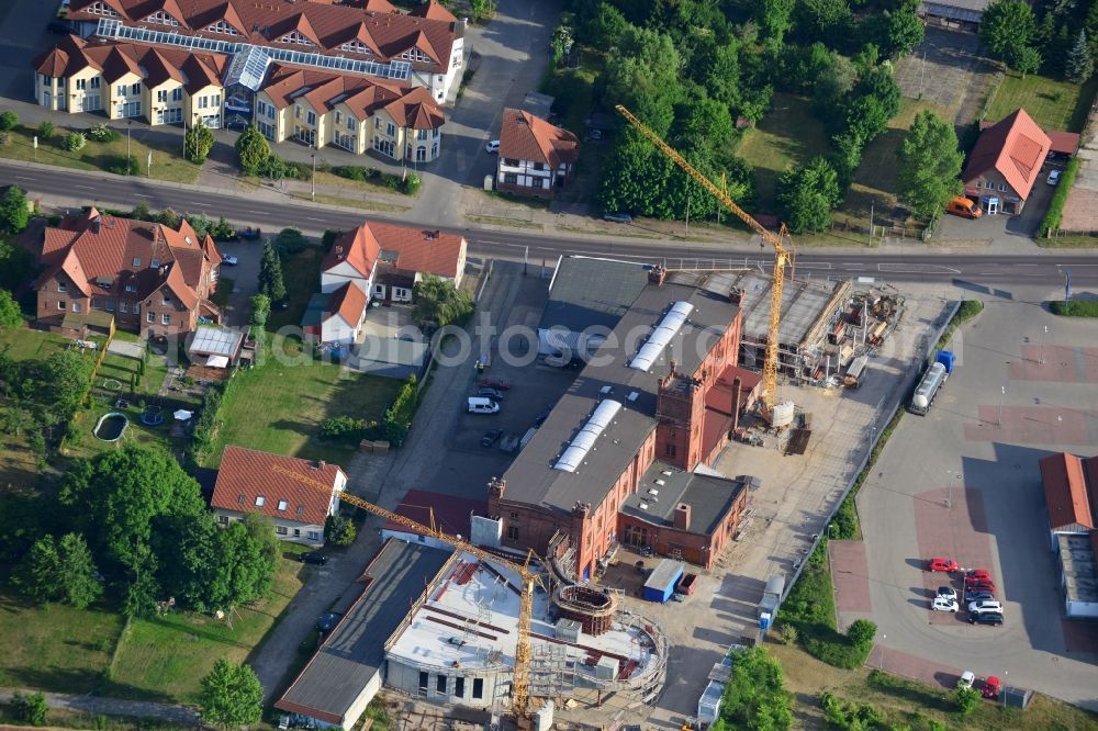 Aerial image Genthin - Building and production halls on the premises of TCS TuerControlSysteme AG in Genthin in the state Saxony-Anhalt