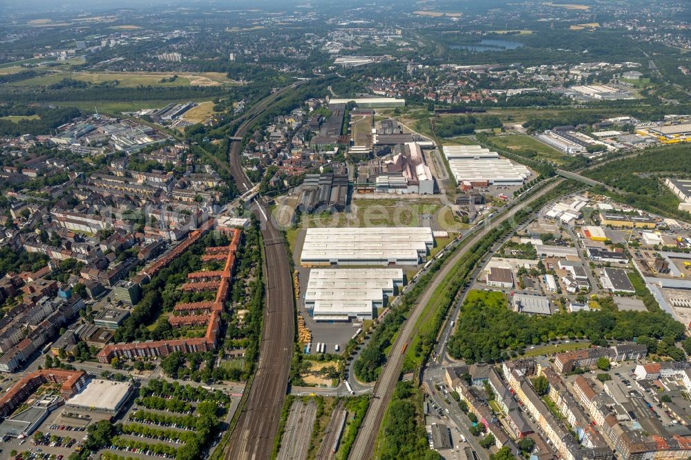 Aerial photograph Dortmund - Building and production halls on the premises thyssenkrupp Schulte GmbH, Zweigniederlassung Edelstahl-Service-Center in Dortmund in the state North Rhine-Westphalia, Germany