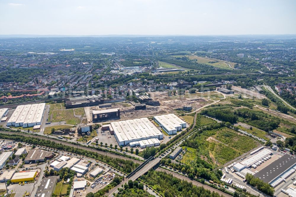 Dortmund from the bird's eye view: Building and production halls on the premises thyssenkrupp Schulte GmbH, Zweigniederlassung Edelstahl-Service-Center in Dortmund in the state North Rhine-Westphalia, Germany