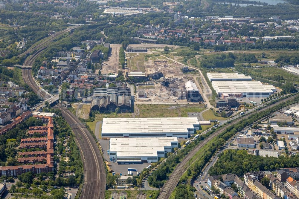 Aerial photograph Dortmund - Building and production halls on the premises thyssenkrupp Schulte GmbH, Zweigniederlassung Edelstahl-Service-Center in Dortmund in the state North Rhine-Westphalia, Germany